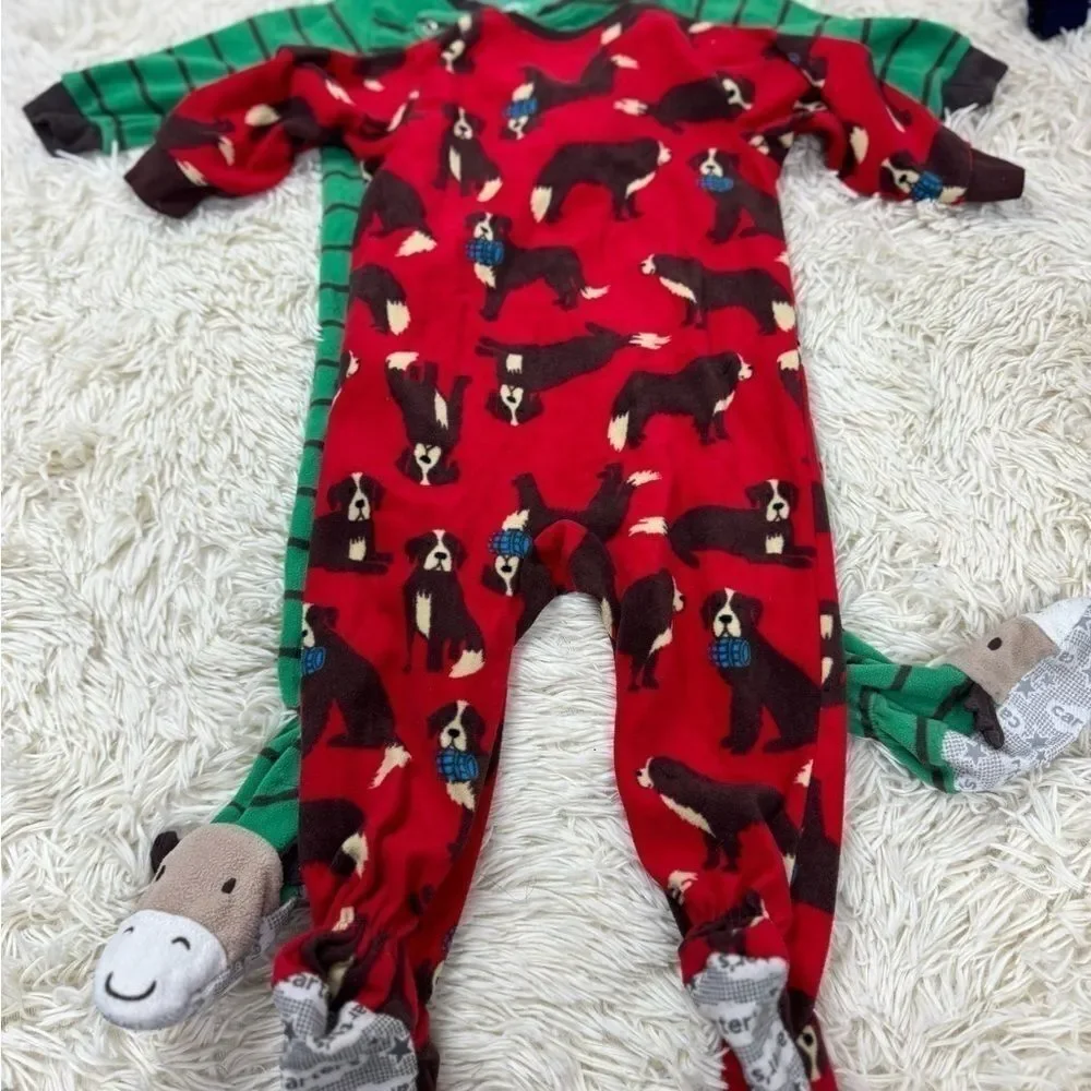 Boys Toddler 3 piece size 12 Months Footie Pajamas lot by Carters